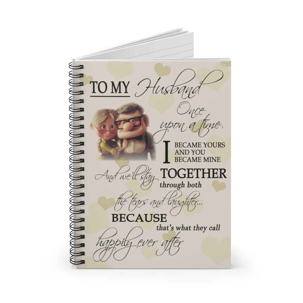 Spiral Notebook - Ruled Line Inspirational Gifts Poster Up Movie Art, Carl Ellie Poster, Gift for Husband , Disney Movie Up, Carl Ellie Motivational gift Family