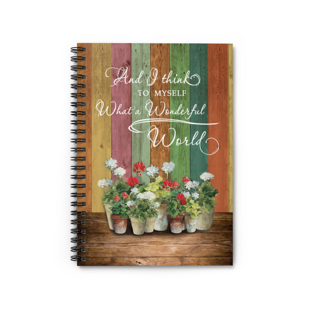 Sophia - Present Hippie Floral Wonderful World Gift for Mother Father- Hippie Floral And I Think To Myself What A Wonderful World Portrait Spiral Notebook