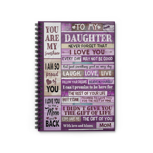Spiral Notebook - Ruled Line Mom To Daughter Pink You Are My Sunshine College Ruled Paper 118 Sheets Gift Ideas  Home School Supplies for College Students