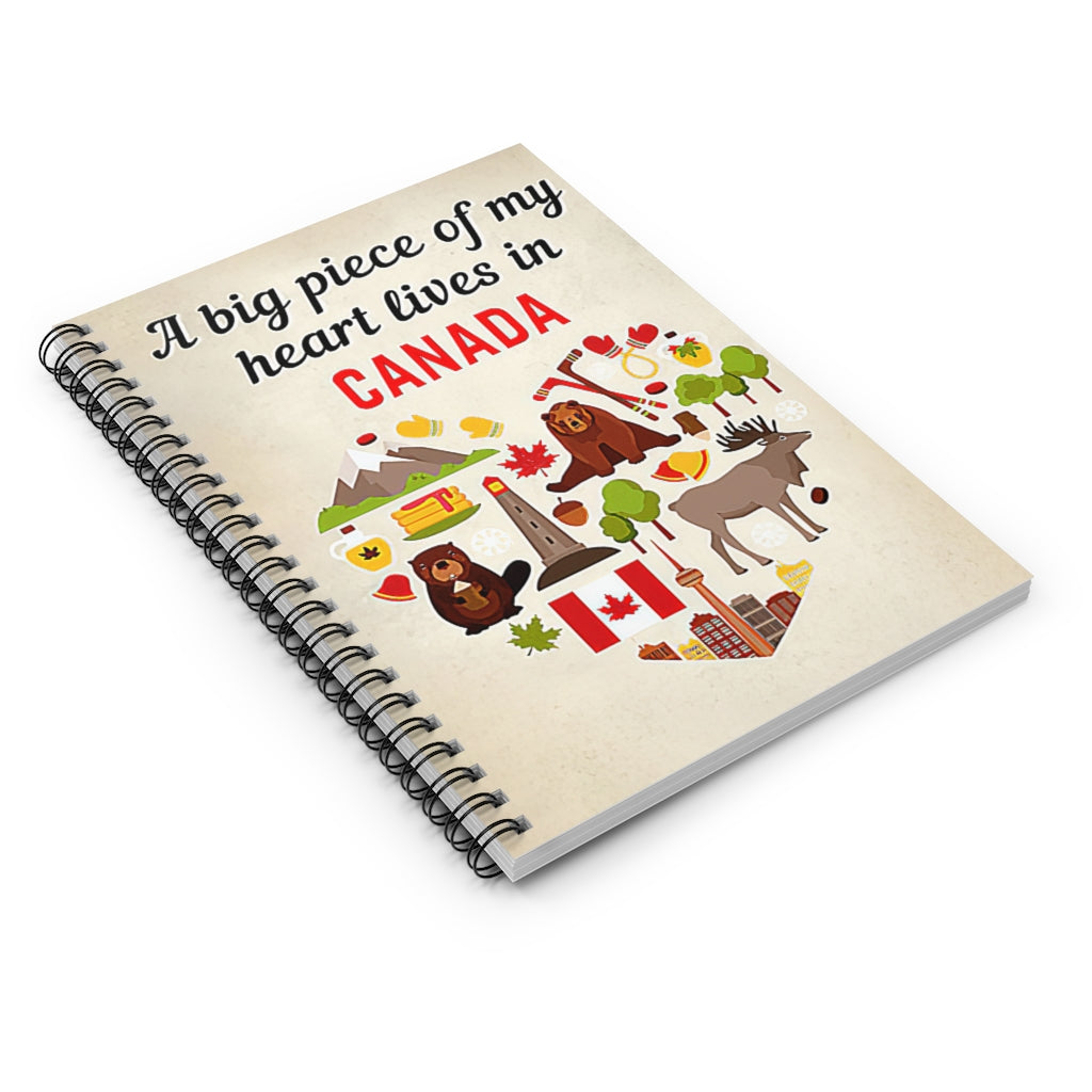Spiral Notebook - Ruled Line A Big Piece Of My Heart Lives In Canada Personalized Gift Basics Wide Ruled Wire Bound
