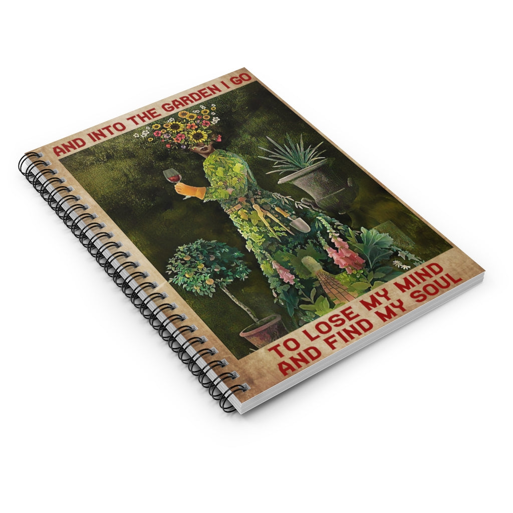 Spiral Notebook - Ruled Line And Into The Garden Girl Spiral Notebooks Soft Cover 118 Pages Lined Notebook Personalized Notebook