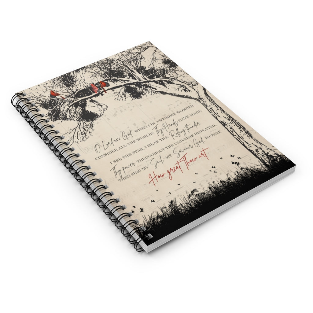 Spiral Notebook - Ruled Line How Great Thou, Christian Gifts, Christian Prints, Lyrics Prints, Religious Hymn Lyrics, Christian Gifts Gifts for Man