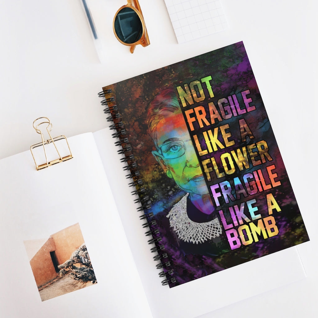 Spiral Notebook - Ruled Line Greatest Quote Not Fragile Like A Flower Fragile Like A Bomb Reusable Grocery Gifts for Women, Wife, Girlfriend On Christmas, Birthday