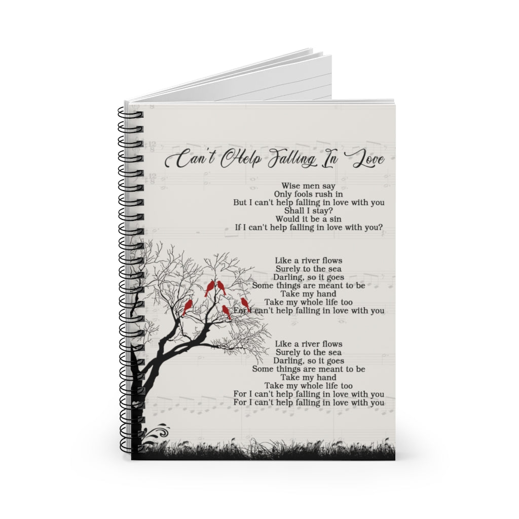 Spiral Notebook - Ruled Line Anna Gifts Cant Help Falling in Love Lyrics Music Gift Ideas Inspirational to My Family Friend Gift Unisex