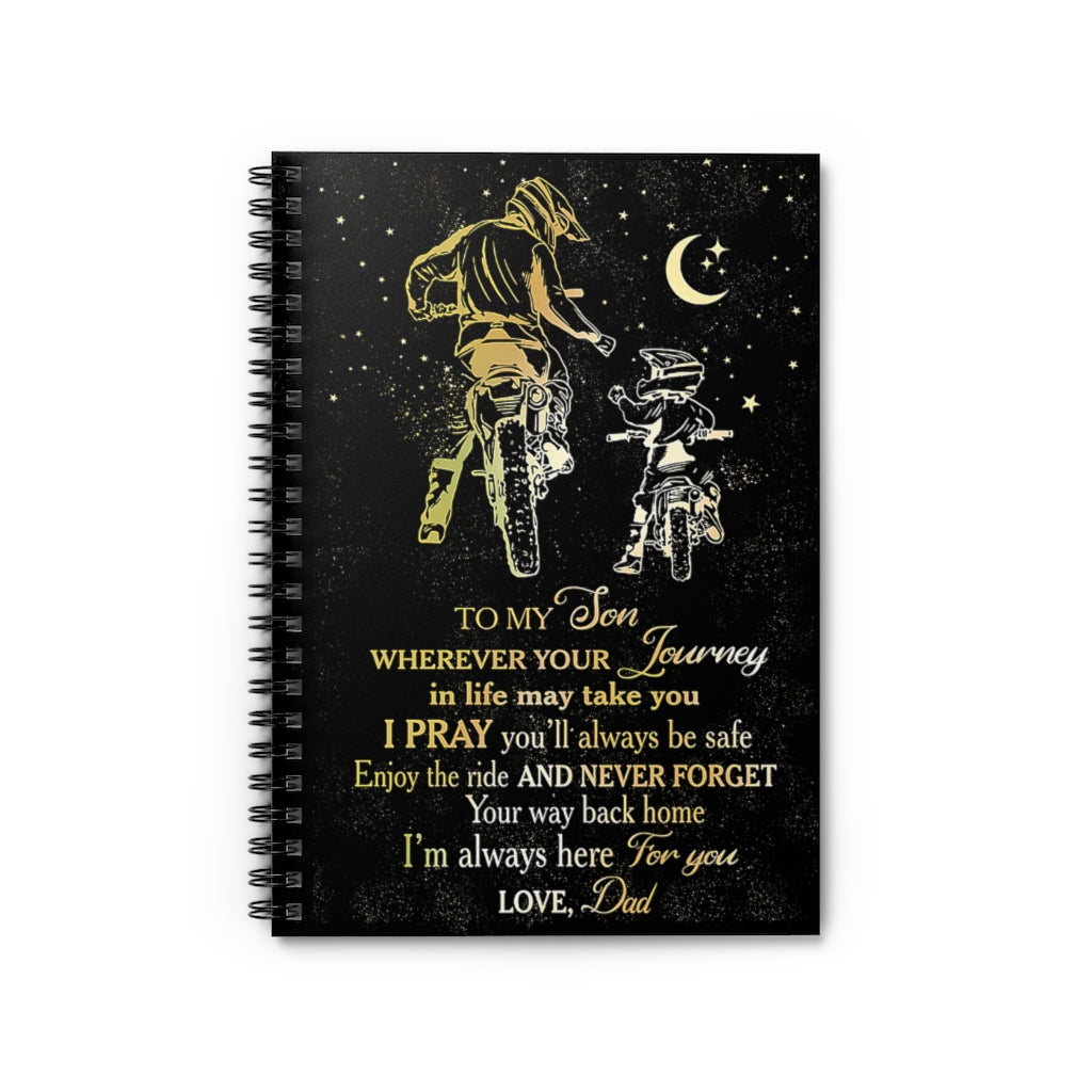 Spiral Notebook - Ruled Line Motorcycle Dad To My Son Personalized Gift Basics Wide Ruled Wire Bound Wide Rule Stationery Gift