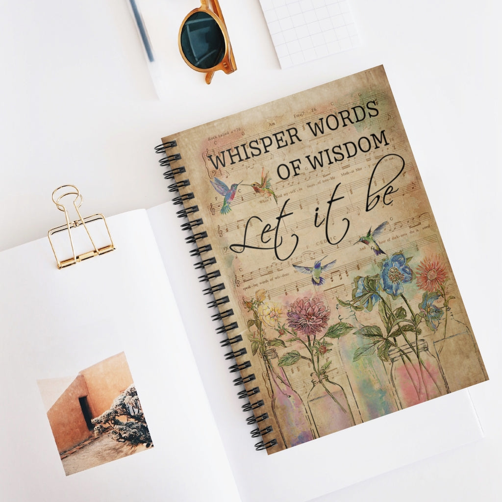 Watercolor Whisper Wisdom Music Sheet Hummingbird Spiral Notebook Meaningful Quote  School Smart Spiral Composit Cover Spiral Organization Book Inspirational Ideas