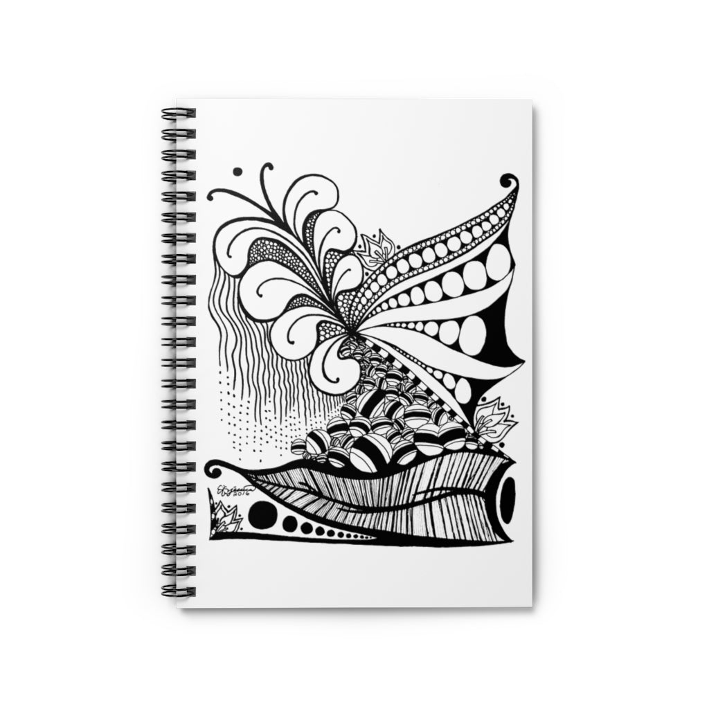 Spiral Notebook - Ruled Line Nature Zen Doodle - Original Ink Fine Art Drawing Awesome Happy Birthday Gift Meaningful Quote Inspirational Ideas
