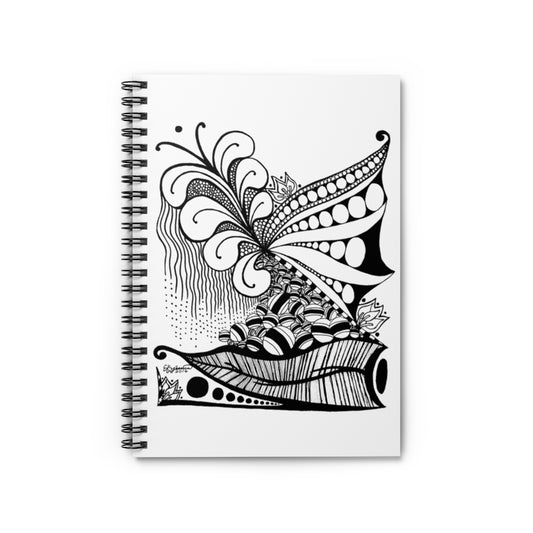 Spiral Notebook - Ruled Line Nature Zen Doodle - Original Ink Fine Art Drawing Awesome Happy Birthday Gift Meaningful Quote Inspirational Ideas