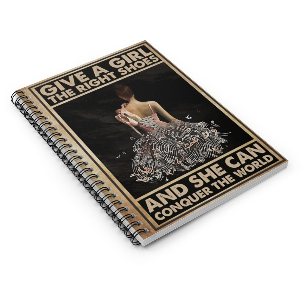Spiral Notebook - Ruled Line OHM ZOE MATHILDE Ballet Give a Girl The Right Shoes Vertical Dancing Girl, Girl Loves Ballet, Ballet Girl, Gifts for Dancer on Birthday