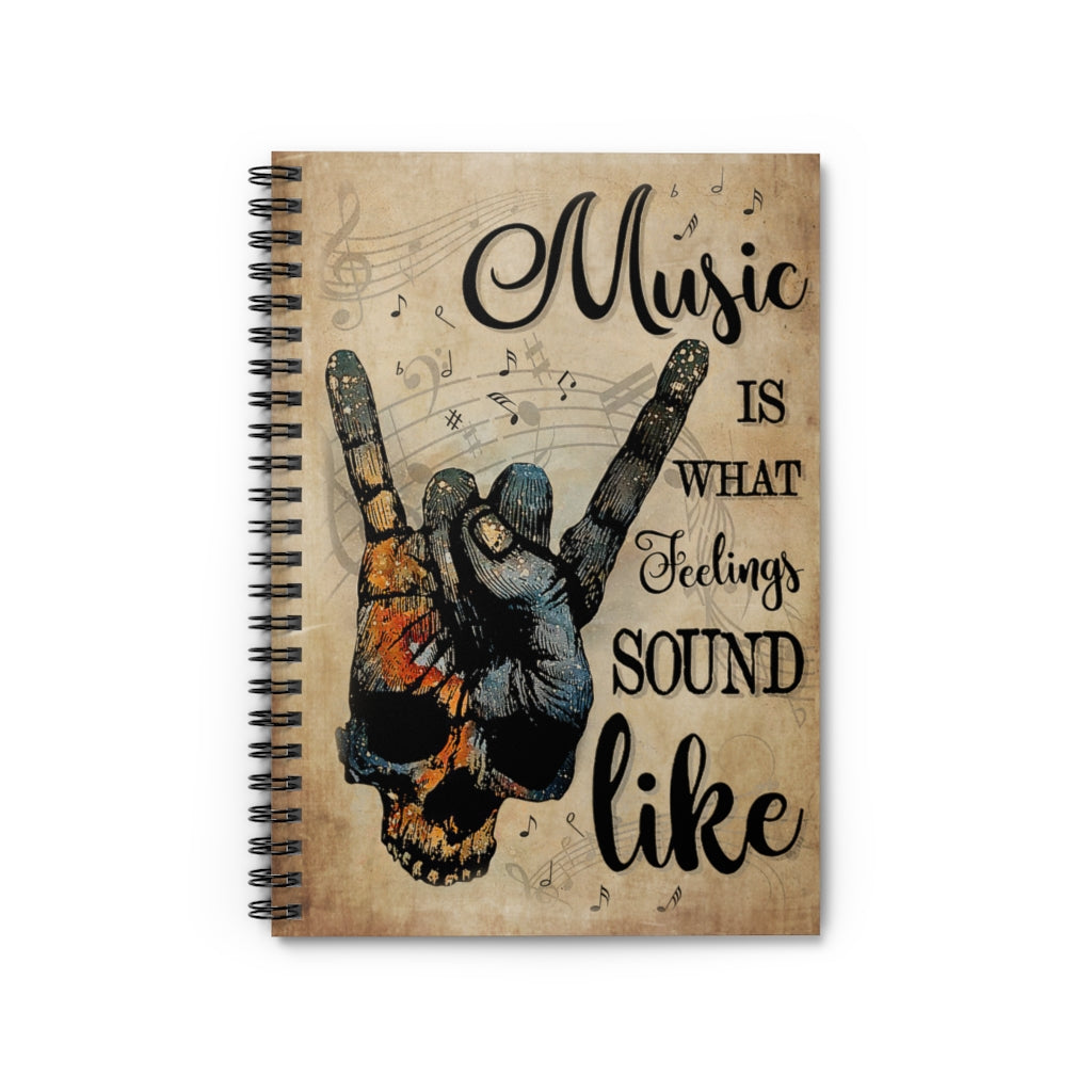 Spiral Notebook - Ruled Line Blue Earth Skull Rock Hand Music Feel Sound Like New Parents College Ruled Paper 118 Sheets Gift Ideas