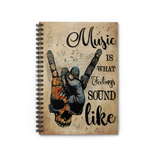 Spiral Notebook - Ruled Line Blue Earth Skull Rock Hand Music Feel Sound Like New Parents College Ruled Paper 118 Sheets Gift Ideas