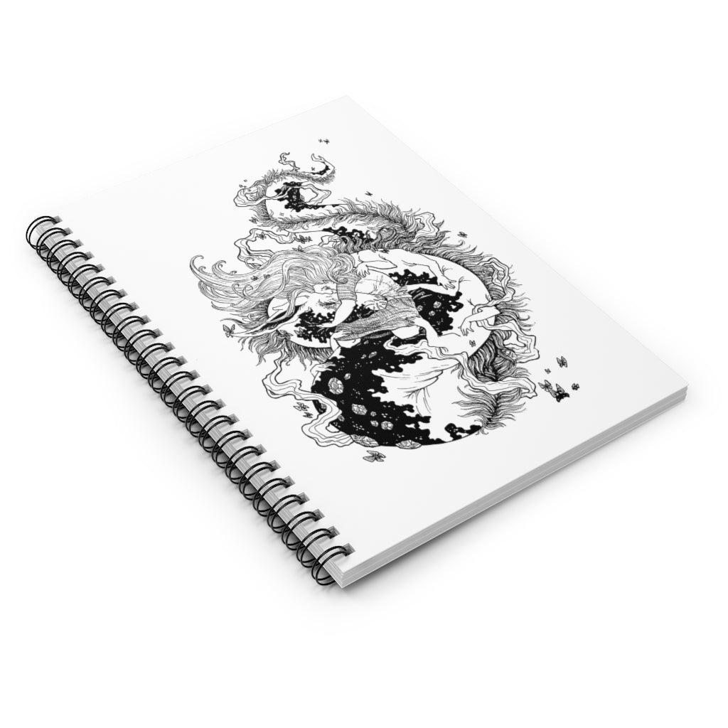 Spiral Notebook - Ruled Line Dragon Hug Fantasy Emotional Art  Love Illustration Line Art Print Personalized Gift Stationery Gift Personalized Notebook