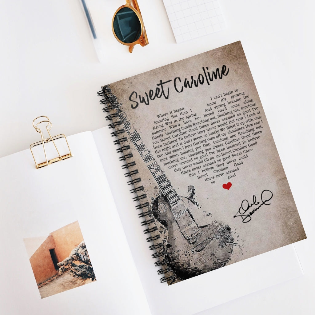 Spiral Notebook - Ruled Line Sweet Caroline Lyrics, Neil Diamond, Lyrics, Band, Music Gift Ideas  Baby Journal  Keepsake Spiral Notebook