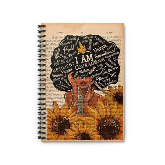 Spiral Notebook Grandpa Black Girl Sunflower Floral Flower Black Women Empowering Feminist Gift For Woman - Ruled Line