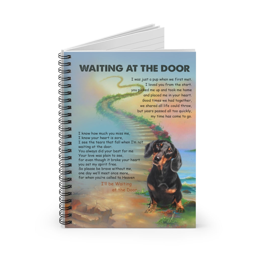 Spiral Notebook Inspirational To My Grandson Waiting at The Door I was Just A Pup When Me First Met – Dachshund Family Friend Kitchen On Anniversary Ruled Line