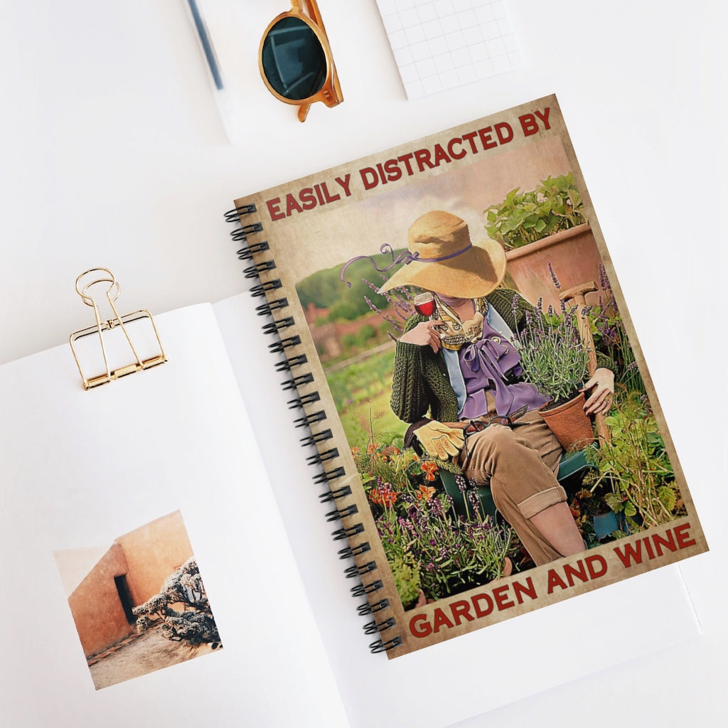 Spiral Notebook To My Daughter Easily Distracted by Garden and Wine Ruled Line