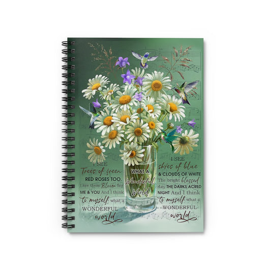 Spiral Notebook - Ruled Line Flower Wonderful World Hummingbird Personalized Gift Basics Wide Ruled Wire Bound Wide Rule
