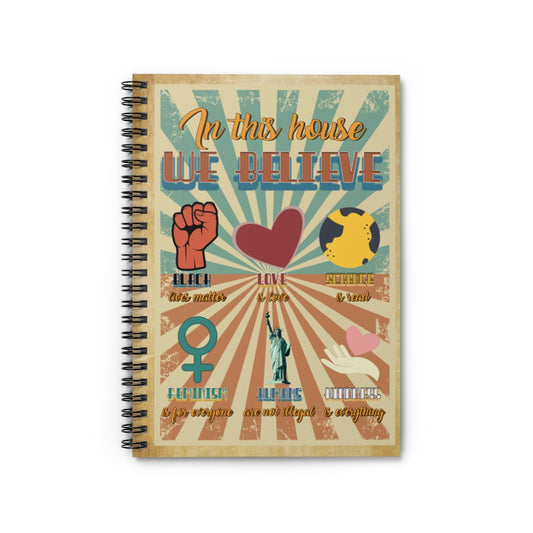 Spiral Notebook Motivational Poster to My Grandson in This House We Believe BLM Love is Love Feminism is for Everyone Ruled Line