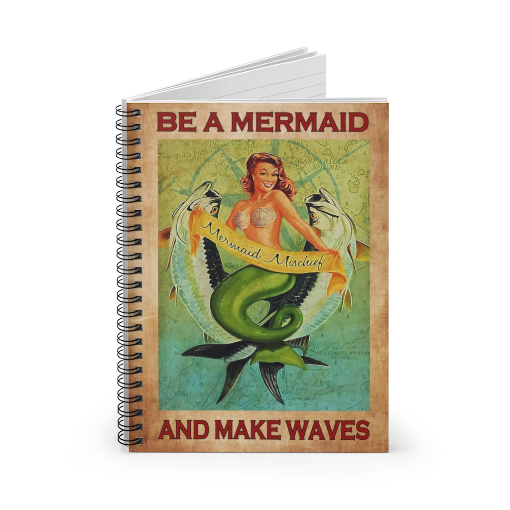 Vigifsana Classic Ruled Notebook Be A Mermaid and Make Waves Vertical Spiral Notebook Home School Supplies for College Students Customized Stationery Gift Sets for Child Job Journal