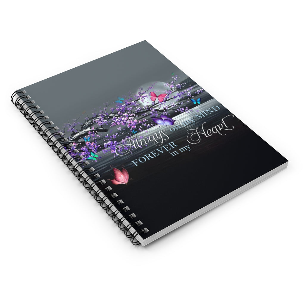 Spiral Notebook - Ruled Line Butterfly Morpho Always On My Mind Forever in My Heart Wooden Stretcher Frame Signs from Heaven Lover On Christmas, Birthday