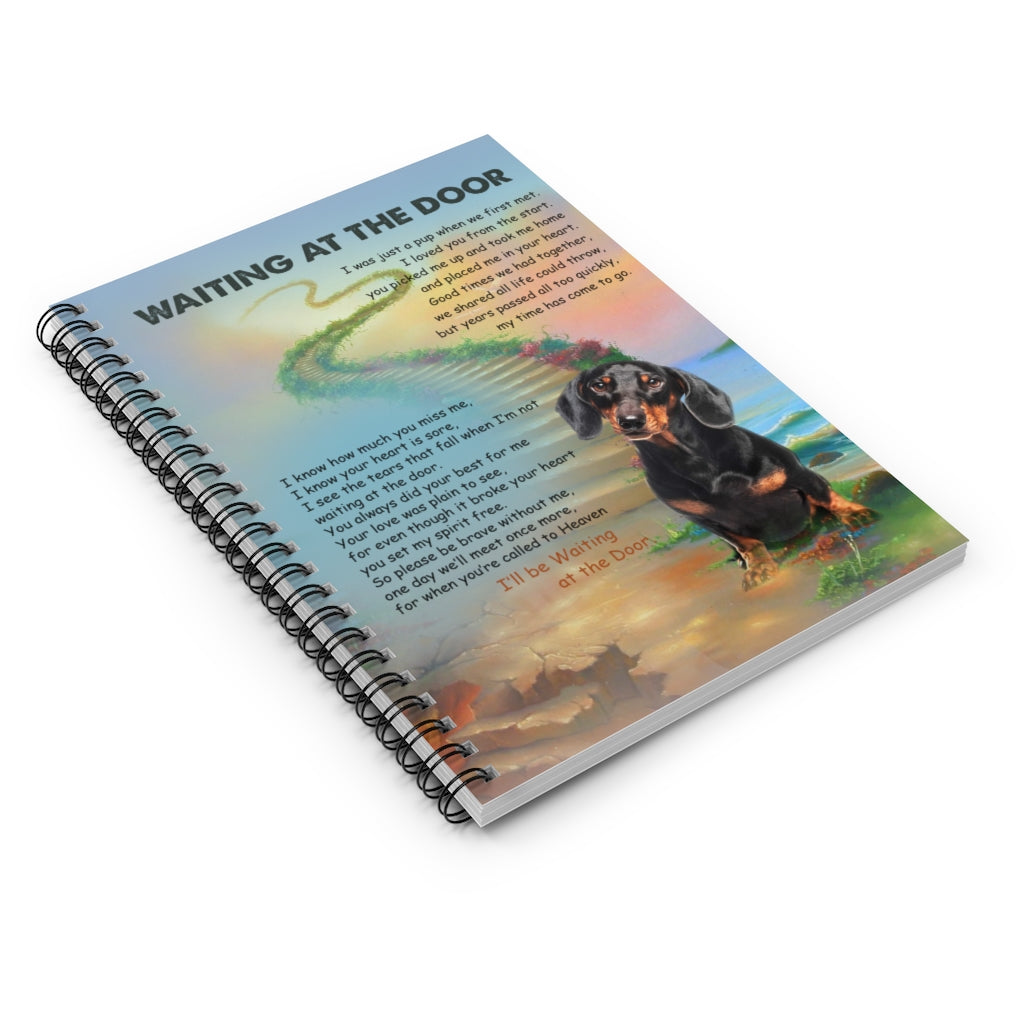 Spiral Notebook Inspirational To My Grandson Waiting at The Door I was Just A Pup When Me First Met – Dachshund Family Friend Kitchen On Anniversary Ruled Line
