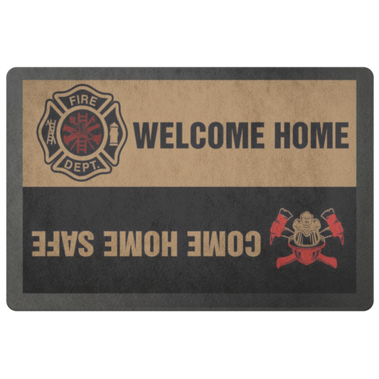 Firefighter Welcome Home Come Home Safe Indoor and Outdoor Doormat Warm House Gift Welcome Mat Gift for Firefighter Gift for Firefighter Lovers Birthday Gift (Indoor & Outdoor Doormat 24x16)