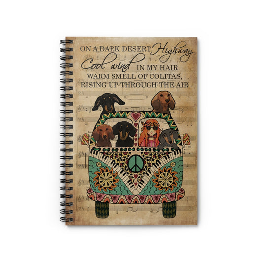 Spiral Notebook Music Sheet Cool Wind Dachshund Gift Ideas Gift On Birthday Inspirational Perfect for Office Home School Business Writing & Note Taking