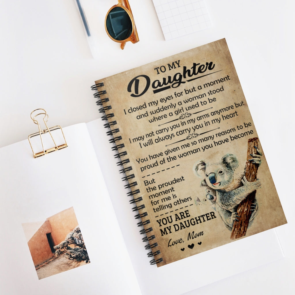 Spiral Notebook To My Daughter I Closed My Eyes Koala Mom Personalized Gift Basics Wide Ruled Wire Bound Wide Rule Spiral Notebooks Soft Cover