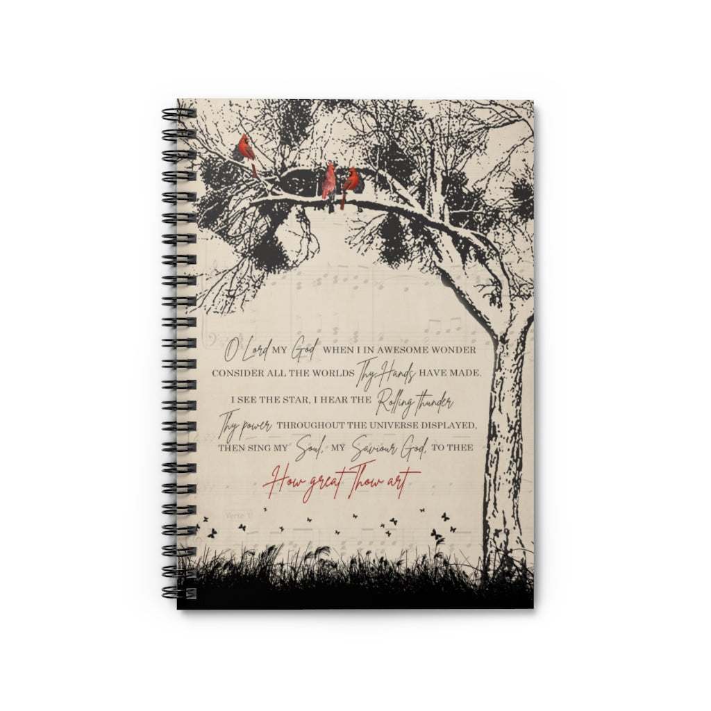Spiral Notebook - Ruled Line How Great Thou, Christian Gifts, Christian Prints, Lyrics Prints, Religious Hymn Lyrics, Christian Gifts Gifts for Man