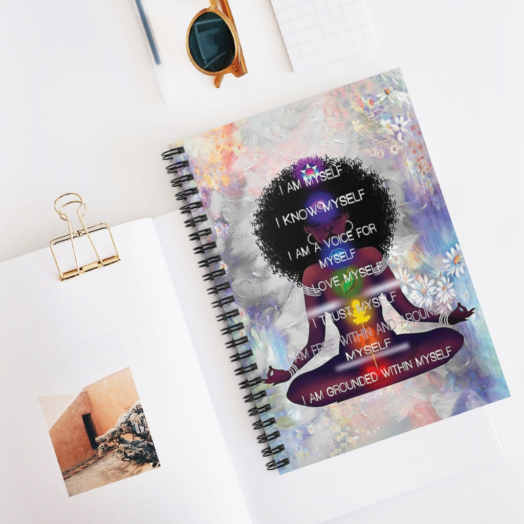 Vigifsana Personalized Black Girl I Am Myself Notebook, Black Woman Yoga Notebook, Afro Queen Yoga Notebook, Love Yoga Print, African American Woman Yoga Wall