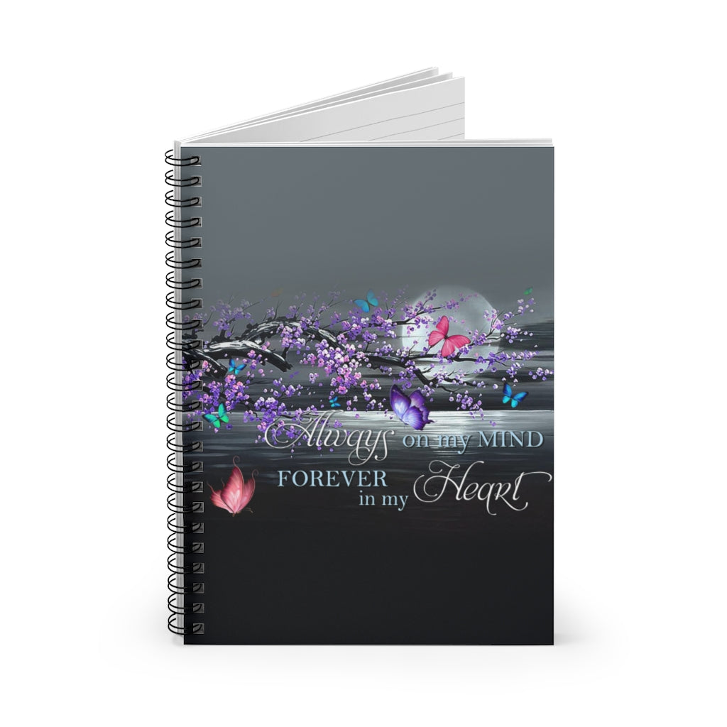 Spiral Notebook - Ruled Line Butterfly Morpho Always On My Mind Forever in My Heart Wooden Stretcher Frame Signs from Heaven Lover On Christmas, Birthday