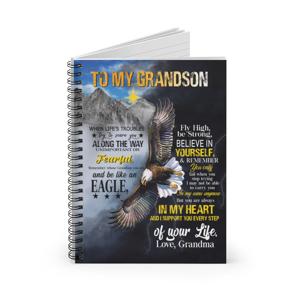 Spiral Notebook - Ruled Line Eagle-to My Grandson-You Will Always in My Heart Soft Cozy Lightweight Durable Plush Throw Gift for Grandson