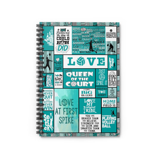 Spiral Notebook - Ruled Line- Volleyball Gift for Friend and Relative Queen of the court love at first spike Motivational gift Family