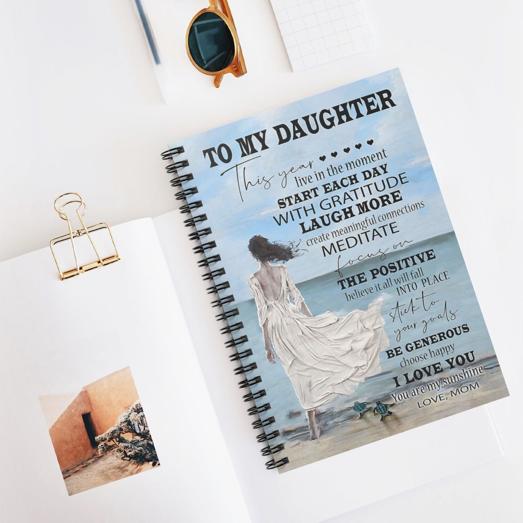 Spiral Notebook To My Daughter I Love You You Are My Sunshine Love Mom Vintage Signs Gifts Woman Men Basics Wide Ruled Wire Bound Wide Rule