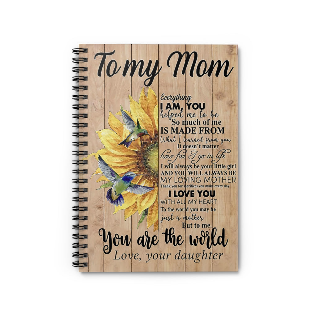 Spiral Notebook - Ruled Line Daughter To Mom You Helped Me To Be Hummingbird Positive Notebook Family Friend Gift Unisex School Smart Spiral Subject College Ruled Notebook