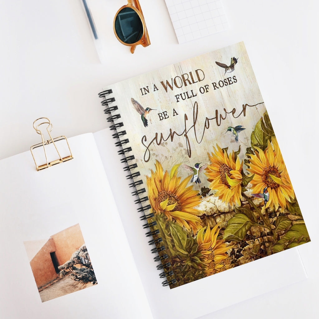 Notebook Journals Hummingbird Be A Sunflower Spiral Notebook School Smart Spiral Subject College Ruled Notebook Stationery Gift - Gift - Business - Office - Party - School Supplies Job Journal