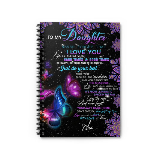 Spiral Notebook Mom to Daughter, to My Daughter from Mother Violet Butterfly Notebook , Baby Girl Present idea, idea, Family Ruled Line