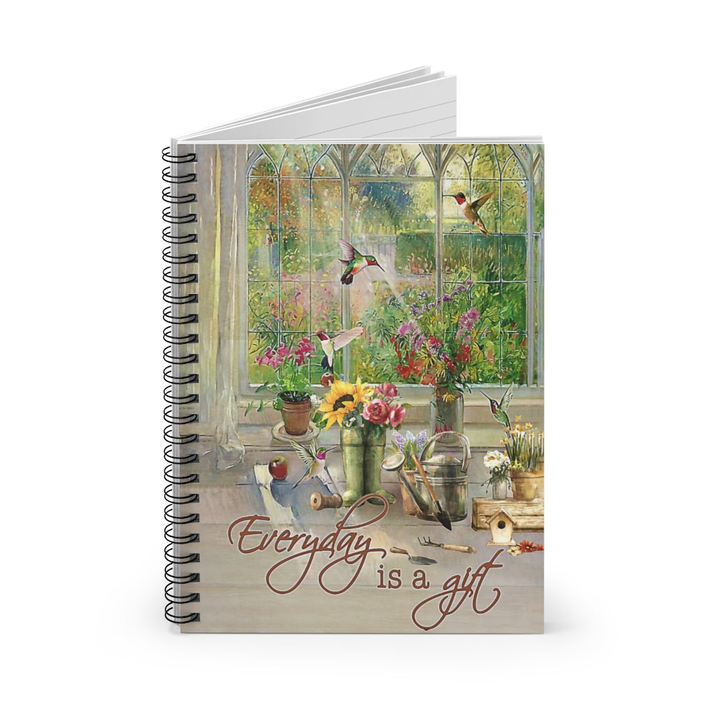 Spiral Notebook Hummingbird Everyday Is A Gift Gardening Vertical Poster Inspirational to My Family Friend Gift Unisex Personalized Notebook