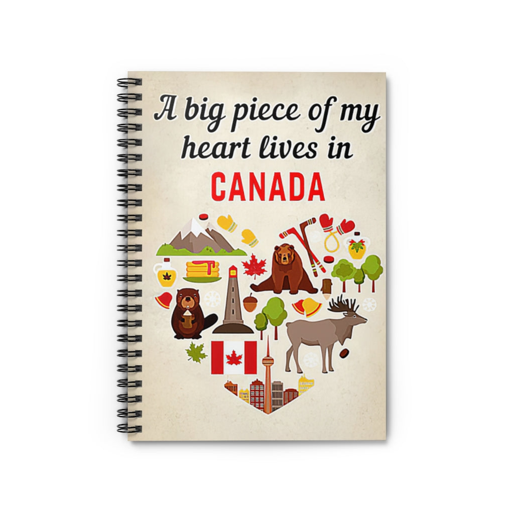Spiral Notebook - Ruled Line A Big Piece Of My Heart Lives In Canada Personalized Gift Basics Wide Ruled Wire Bound