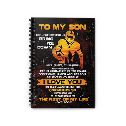 Spiral Notebook American Football Mom To Son I Love You Personalized Gift Stationery Gift Personalized Notebook Mum Gift