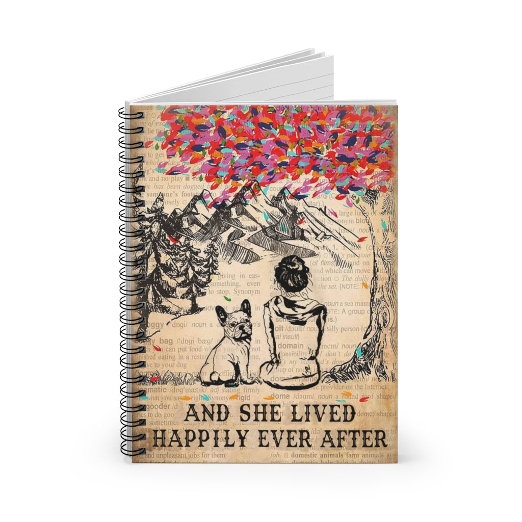 Inspirational Dictionary Girl Happily Ever French Bulldog - Poster de pared con dissent de bulldog Frances Spiral Notebook - Ruled Line