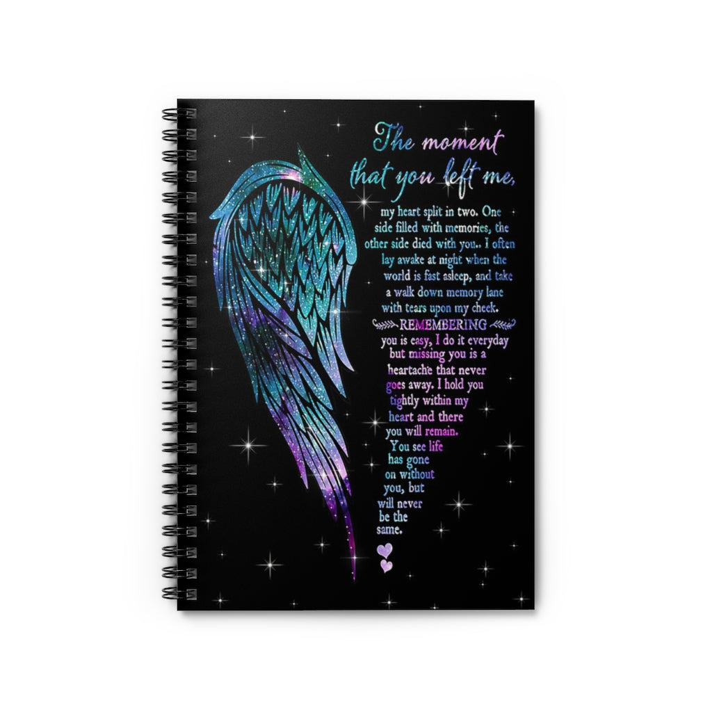 Stationery Gift Spiral Notebook - Ruled Line Angel Wings – The Moment That You Left Me My Heart Split In Two For Office, Students, School Supplies