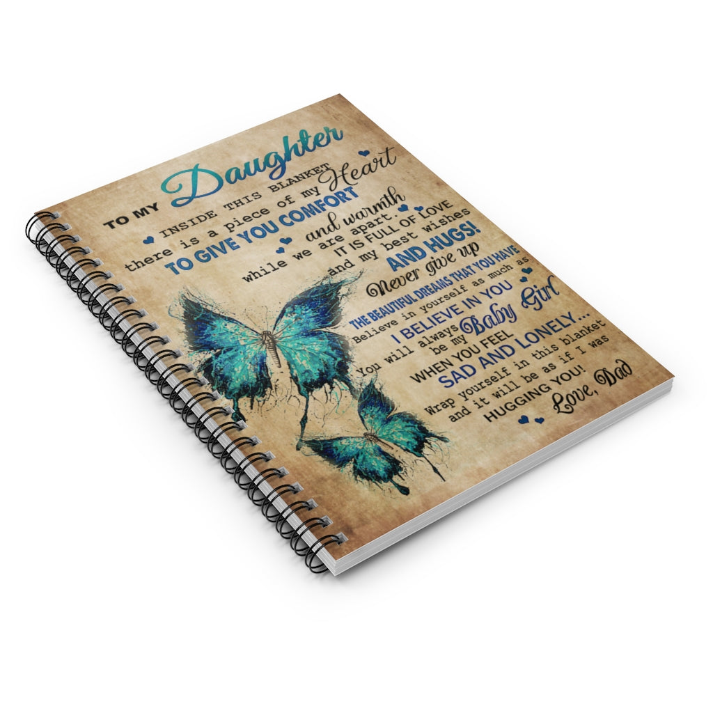 Spiral Notebook - Ruled Line Dad To Daughter Butterfly Piece Of My Heart Personalized Gift Basics Wide Ruled Wire Bound Wide Rule