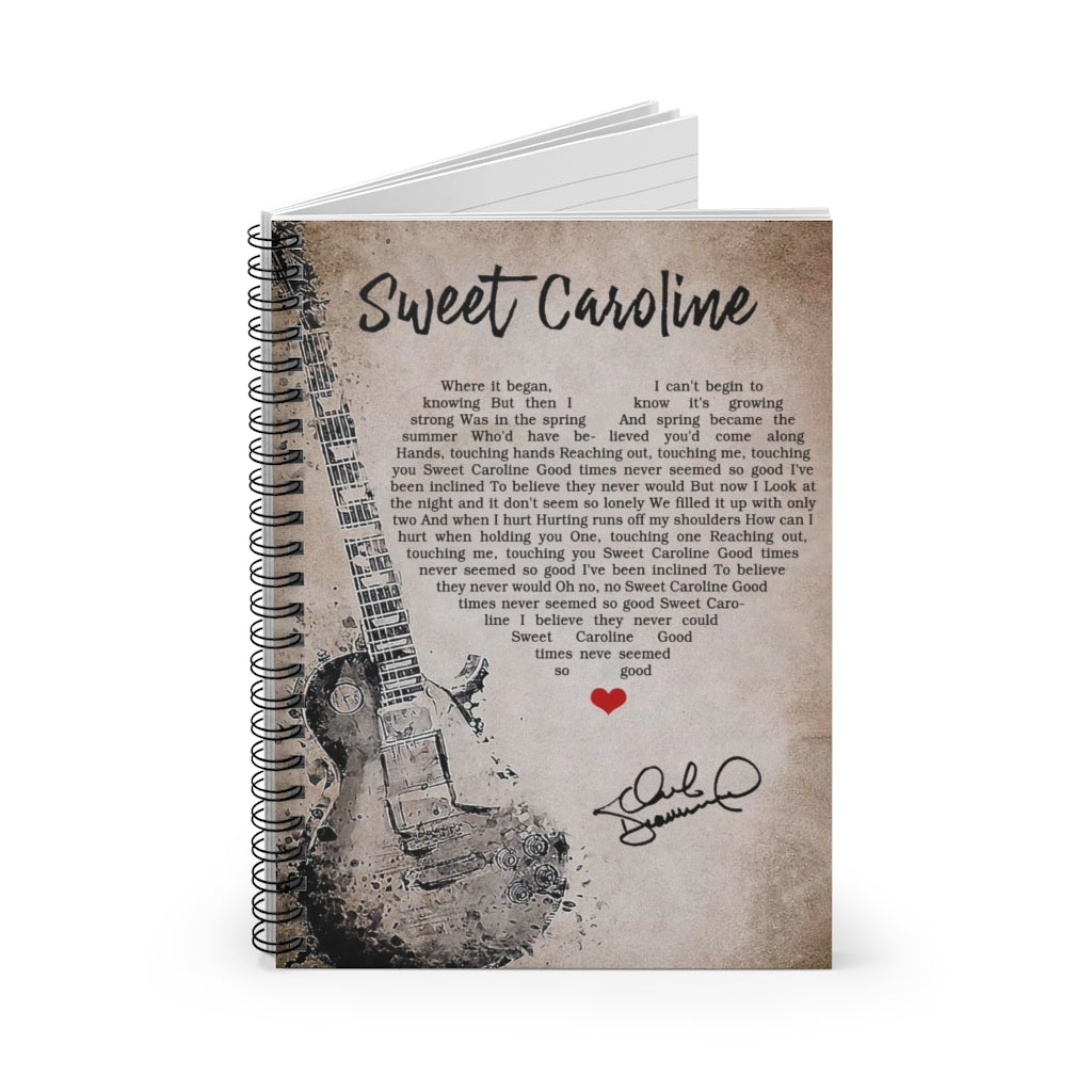Spiral Notebook - Ruled Line Sweet Caroline Lyrics, Neil Diamond, Lyrics, Band, Music Gift Ideas  Baby Journal  Keepsake Spiral Notebook