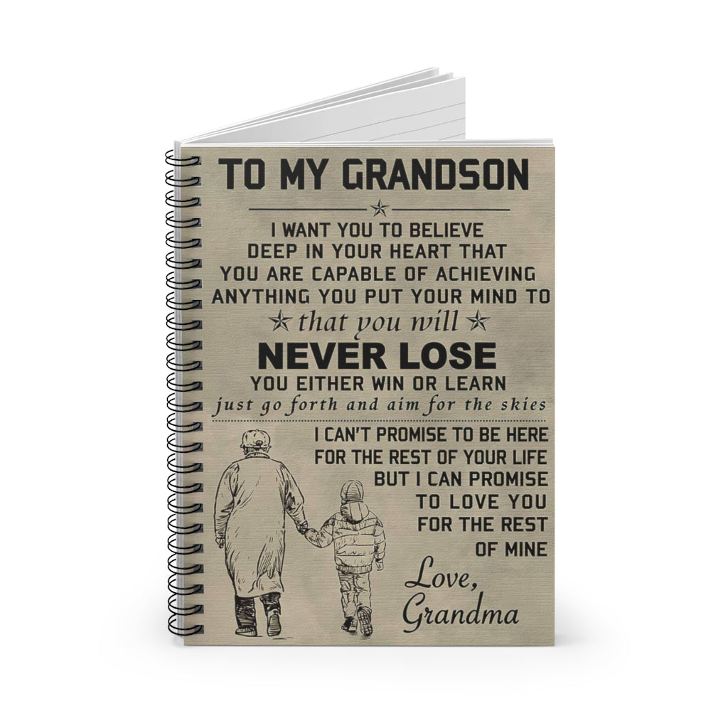 Vigifsana College Rule to My Grandson I Can Promise to Love You Love Grandma Spiral Notebook Perfect for Office Home School Business Writing & Note Taking Customized Journal for Man - Woman