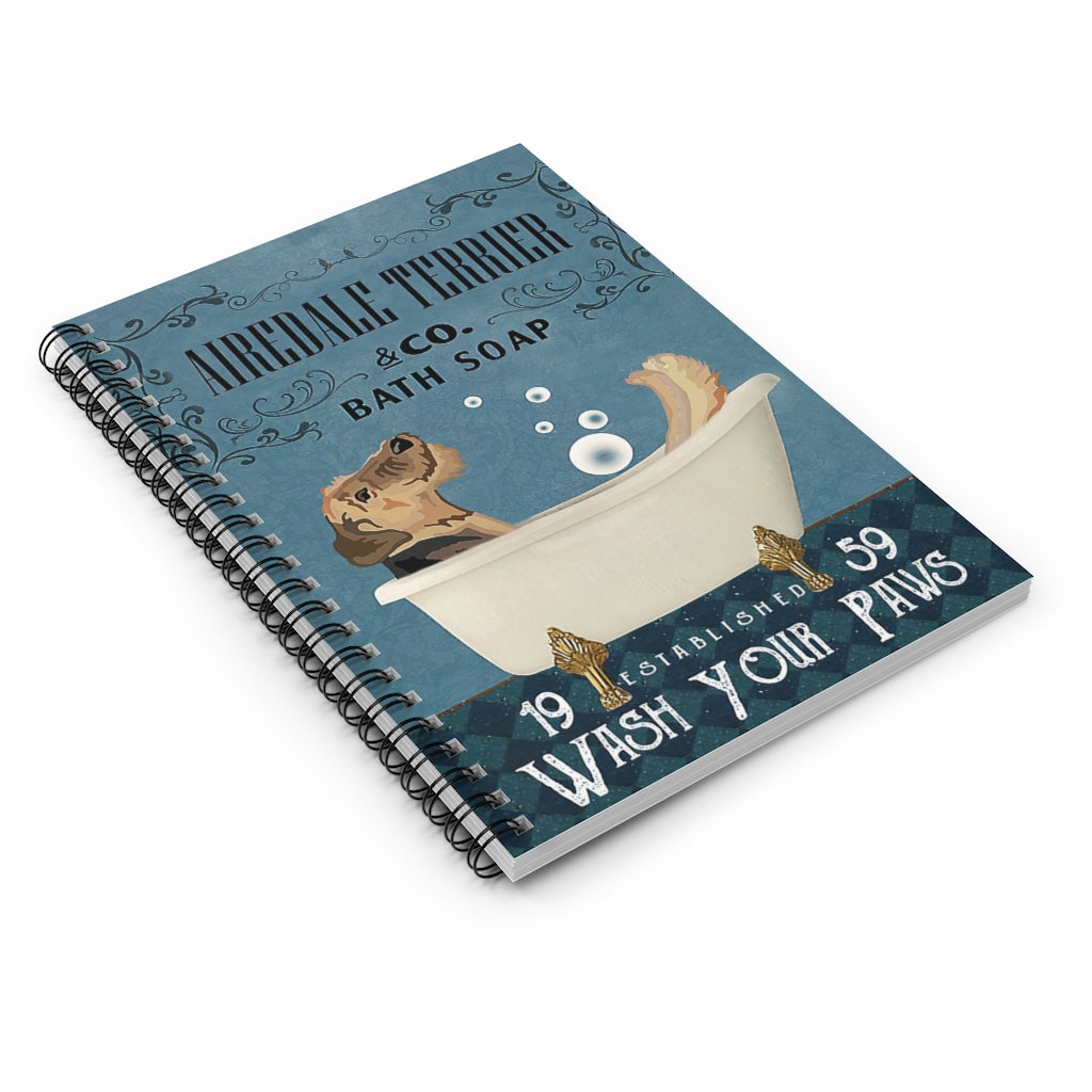 Vigifsana College Rule Airedale Terrier Bath Soap Wash Your Paws Spiral Notebook Basics Wide Ruled Wirebound Spiral Notebook Awesome Happy Birthday Gift Makes A Great Gift Job Journal