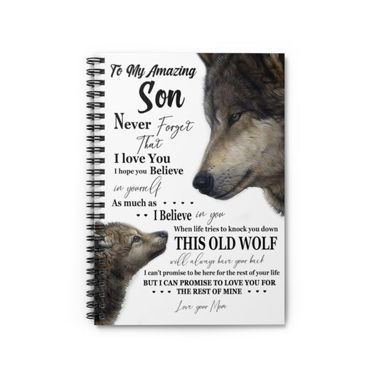 Spiral Notebook thanhlk Wolf Blanket - to My Amazing Son - Never Forget That I Love You  Ruled Line