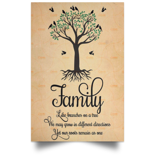 Printable Family Like Branches on a Tree Family Posters Awesome Gifts Decor Bedroom, Living Room 24x36 Print High Quality POSPO Satin Portrait Poster