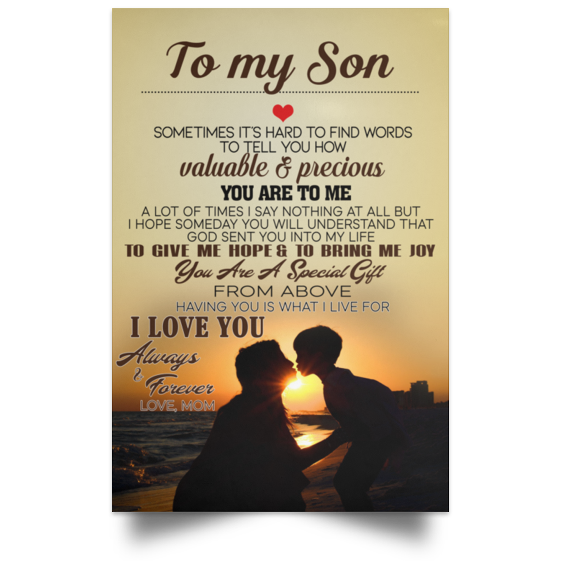 to My Son -  picture frame, home decor wall art for family POSPO Satin Portrait Poster