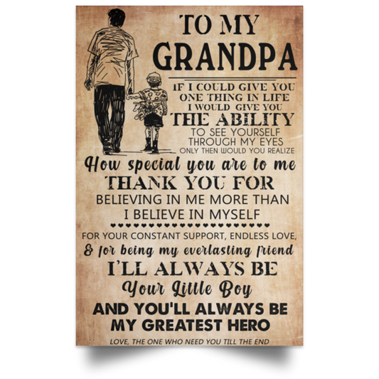 Inspirational Son to My Dad - Vintage Poster If I Could Give You One Thing in Life, You'll Always Be My Greatest Hero Posters Print Great My Dad, On Father's Day, Birthday, Home Decor42 POSPO Satin Portrait Poster